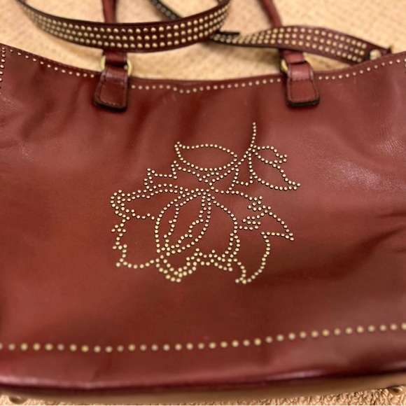Patricia Nash Leather Angela Studded Floral tote Purse bag Satchel - Picture 12 of 12